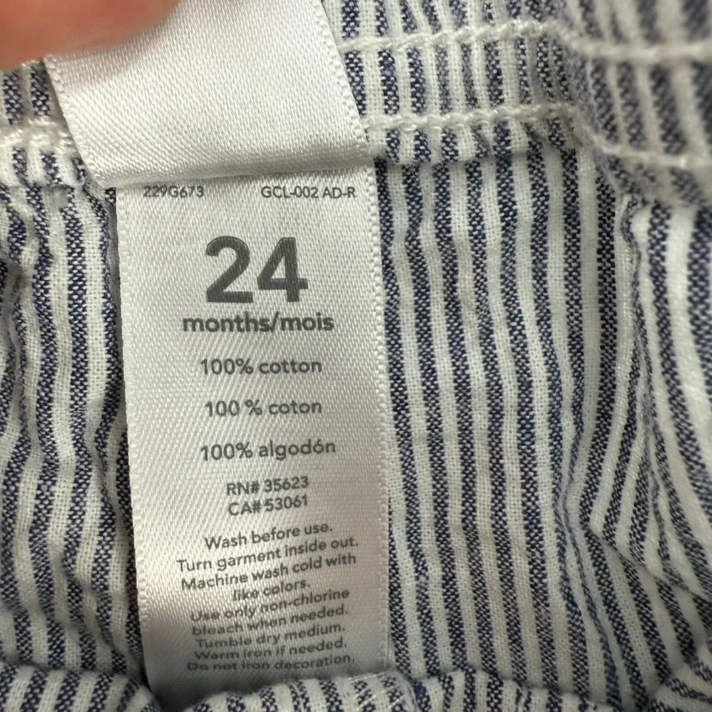 Carters Shorts Boy 24‎ Months Pull On Whale Anchor Stripe 100% Cotton Summer